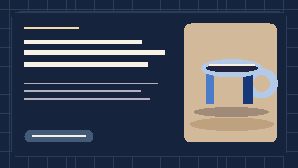 Editorial artwork showing a cobalt-blue ceramic coffee cup beside the words The Art of AI Image Prompting on a dark geometric background
